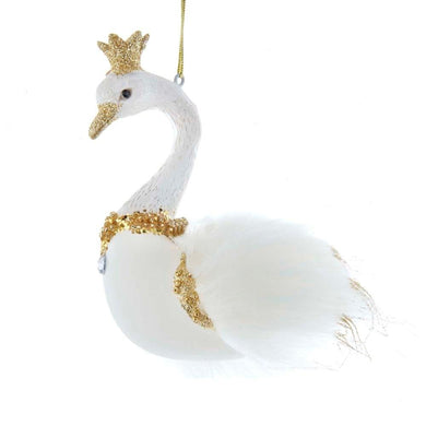 Glass White Swan Ornament