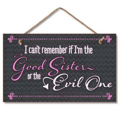 Highland Good/Evil Sister Wood Hanging Sign
