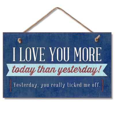 Highland I Love You More Wood Hanging Sign