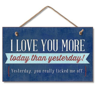 Highland I Love You More Wood Hanging Sign