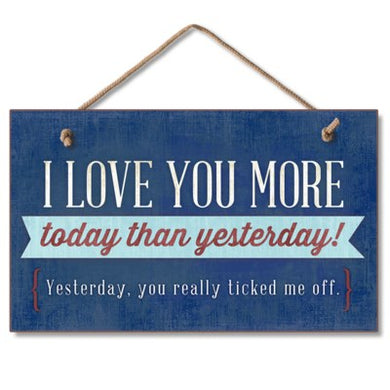 Highland I Love You More Wood Hanging Sign