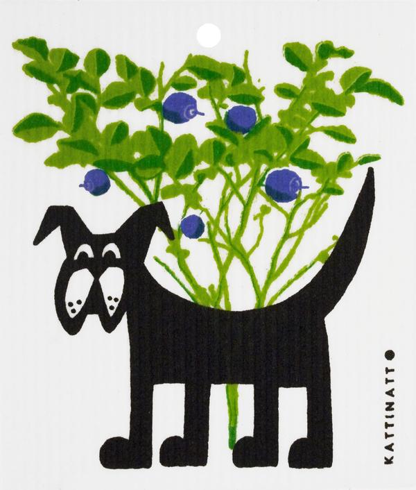 Kattinatt Swedish Dishcloth Regular Dog In Blueberry Forest