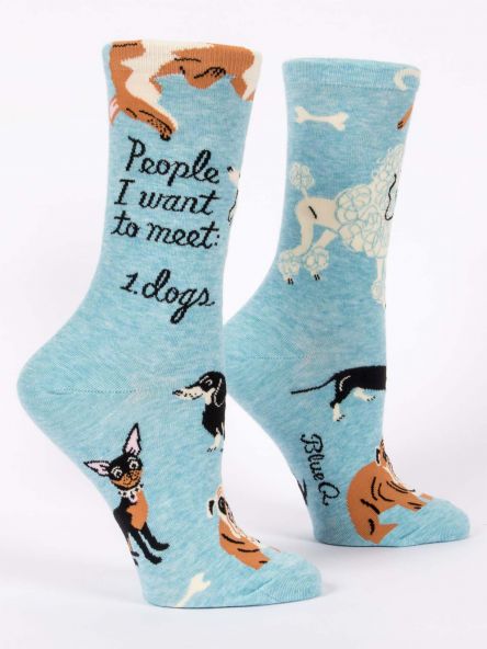 Blue Q Women's People I Want To Meet: Dogs Crew Socks