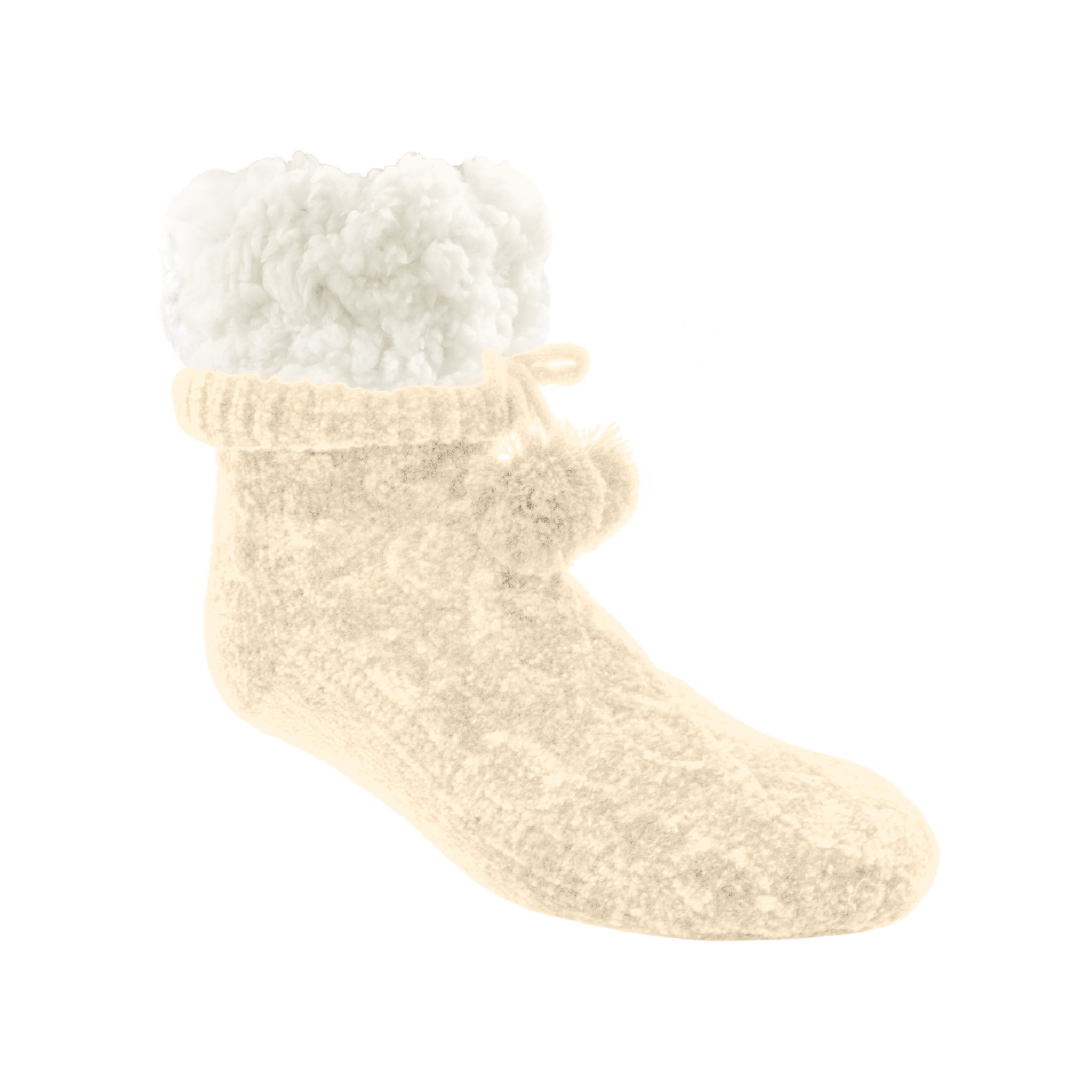Pudus Chenille Cable Knit Slipper Socks White Adult