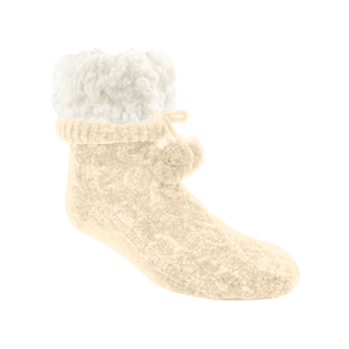 Pudus Chenille Cable Knit Slipper Socks White Adult