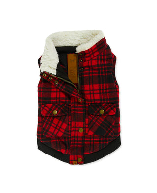 Cranberry Red Plaid Dog Jacket Vest