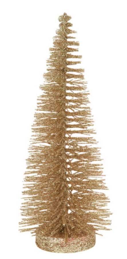 Village Bottle Brush Tree Gold Glitter - 9.8