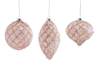 Pink Glitter Glass Ornament