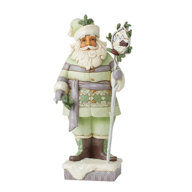 Jim Shore White Woodland Santa Holding Staff Figurine