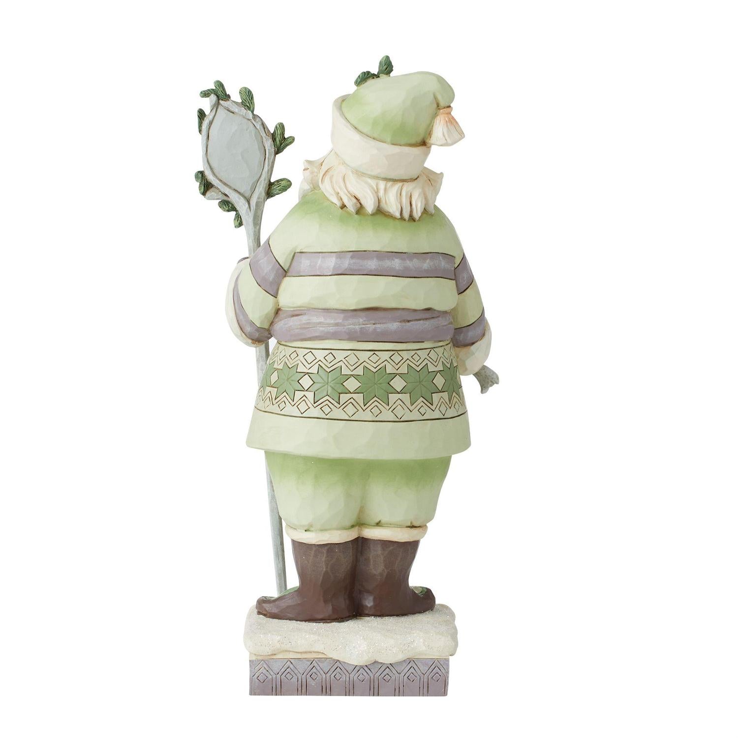 Jim Shore White Woodland Santa Holding Staff Figurine