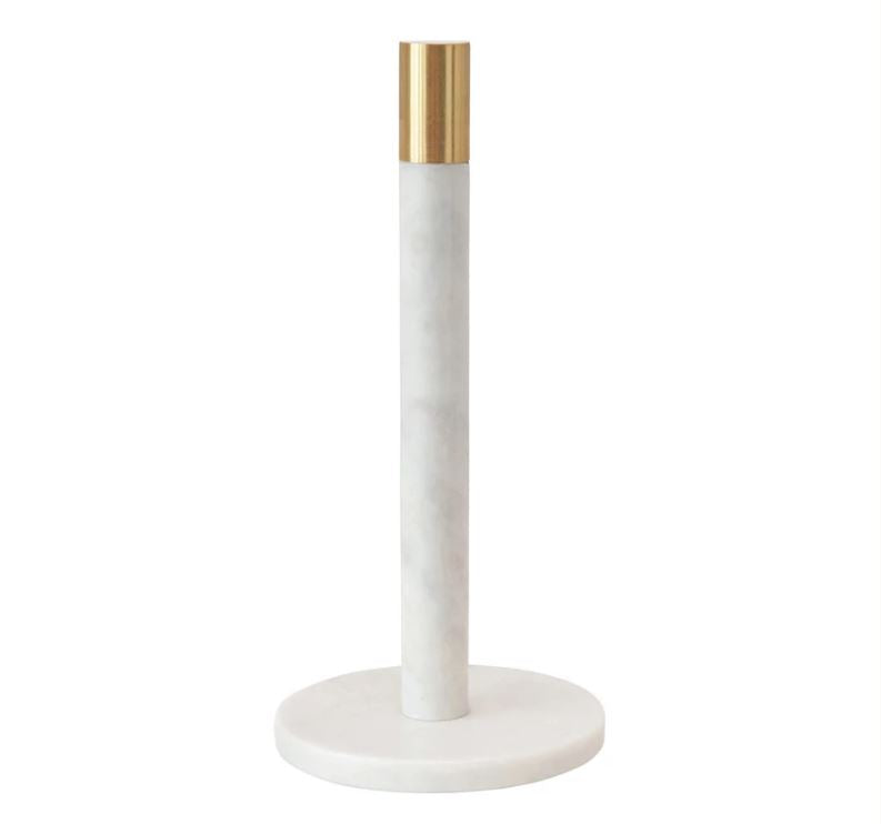 Marble Paper Towel Holder with Brass Top