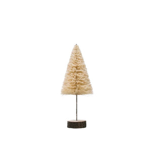 Cream Bottle Brush Tree on Wood Base - 14
