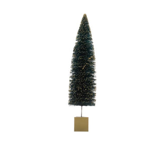 Bottle Brush Tree With Glitter on Wood Base