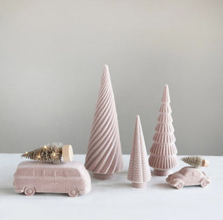 Flocked Vintage Car with Bottle Brush Tree