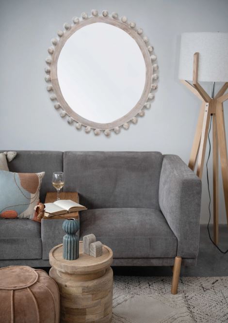 Whitewashed Mango Wood Framed Wall Mirror