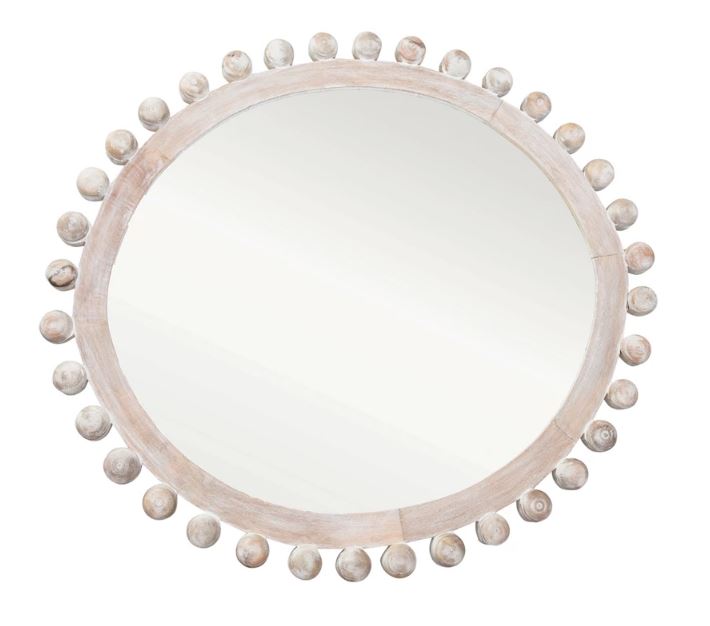 Whitewashed Mango Wood Framed Wall Mirror