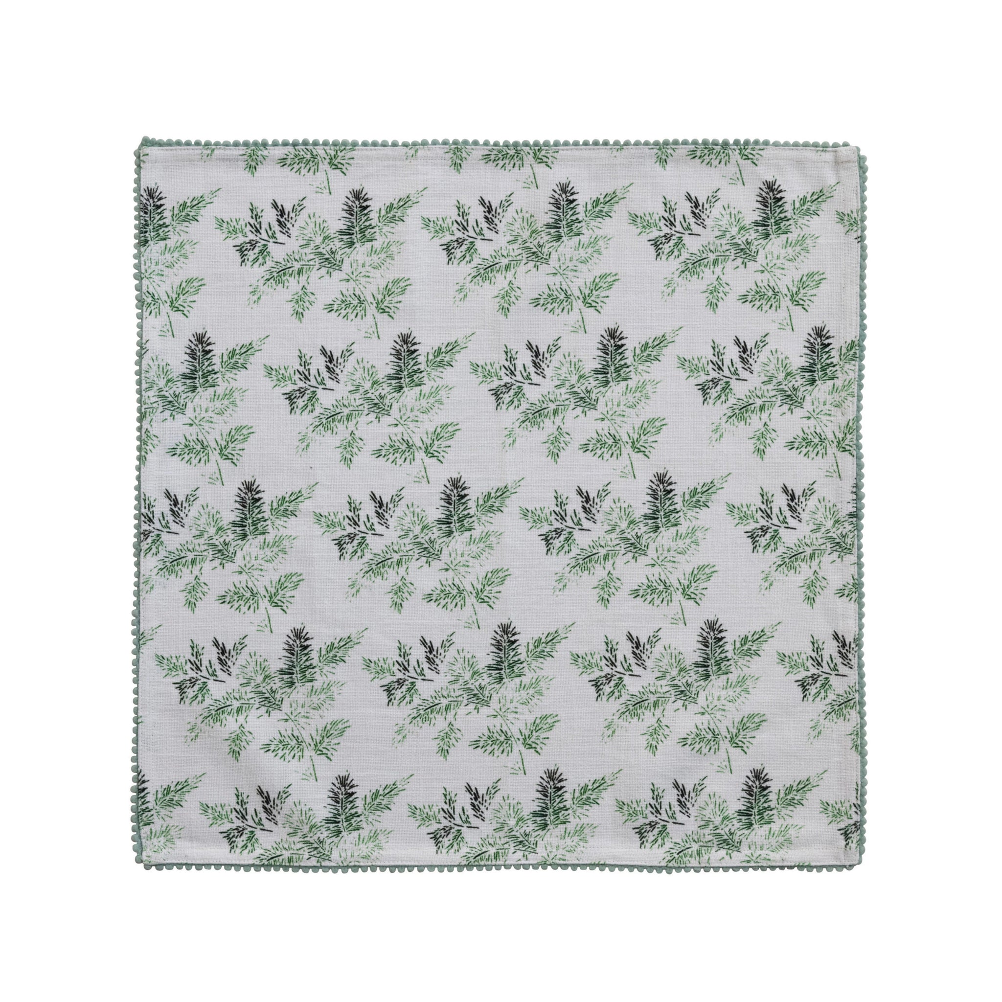 Square Cotton Cloth Napkins - Evergreen Print