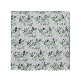 Square Cotton Cloth Napkins - Evergreen Print