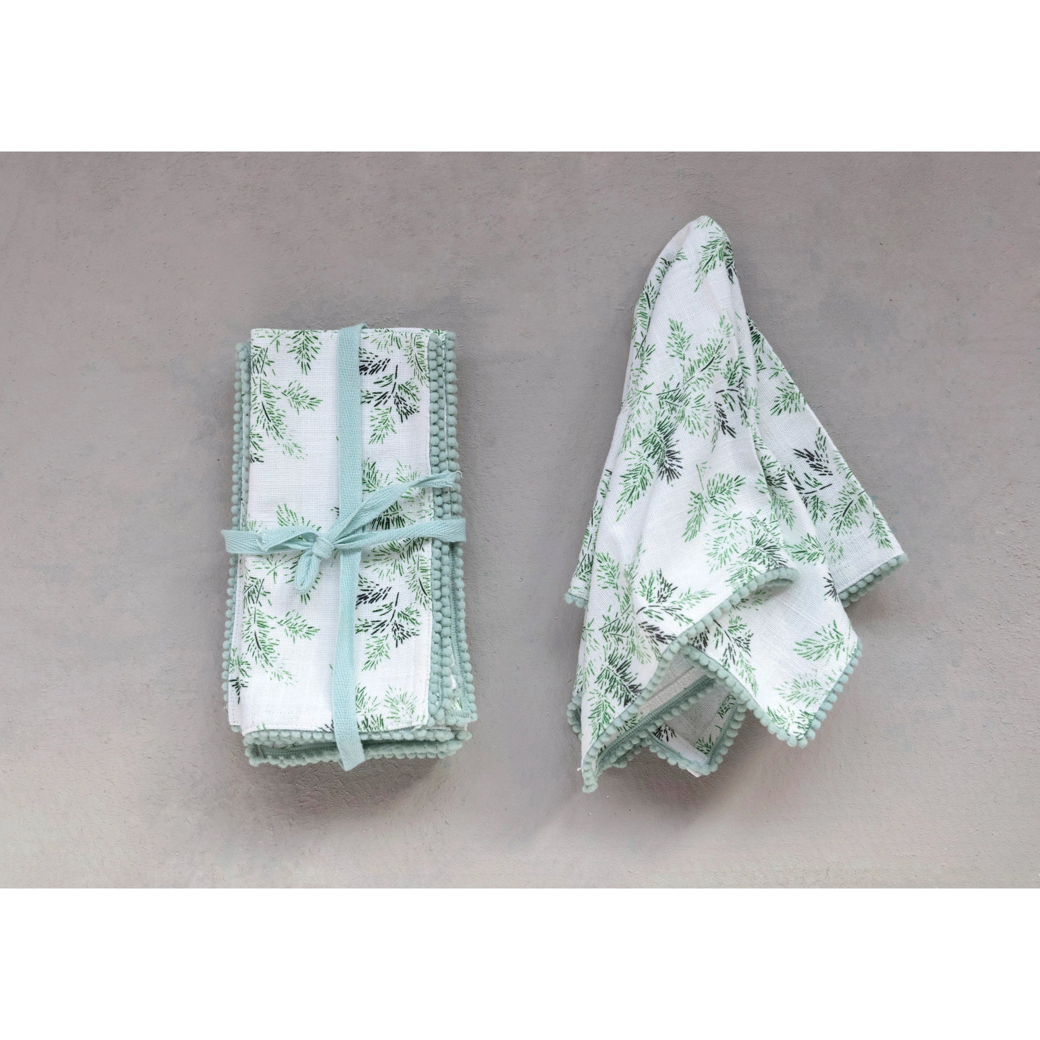 Square Cotton Cloth Napkins - Evergreen Print