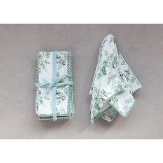 Square Cotton Cloth Napkins - Evergreen Print