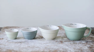 Stoneware Batter Bowl Measuring Cups - Set of 4