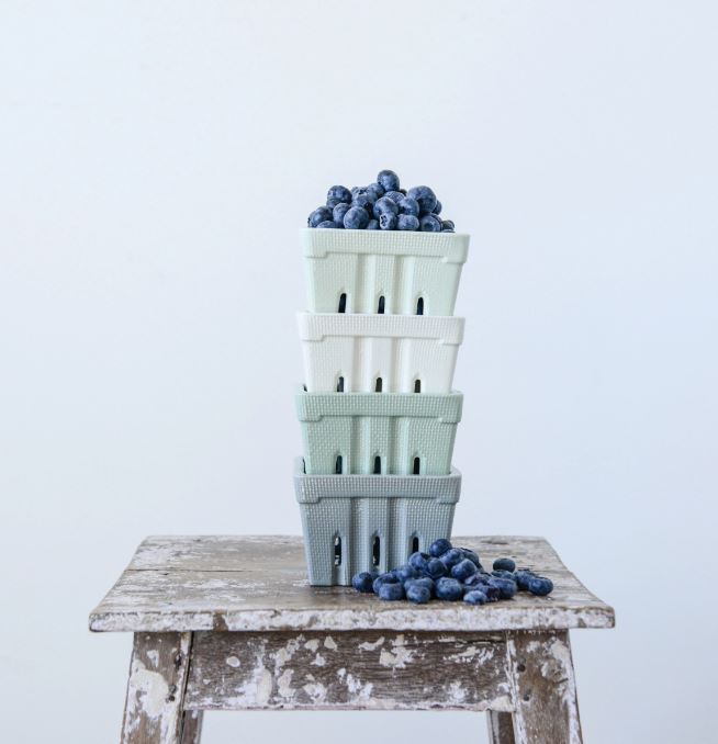 Textured Stoneware Berry Basket - 4 Colors