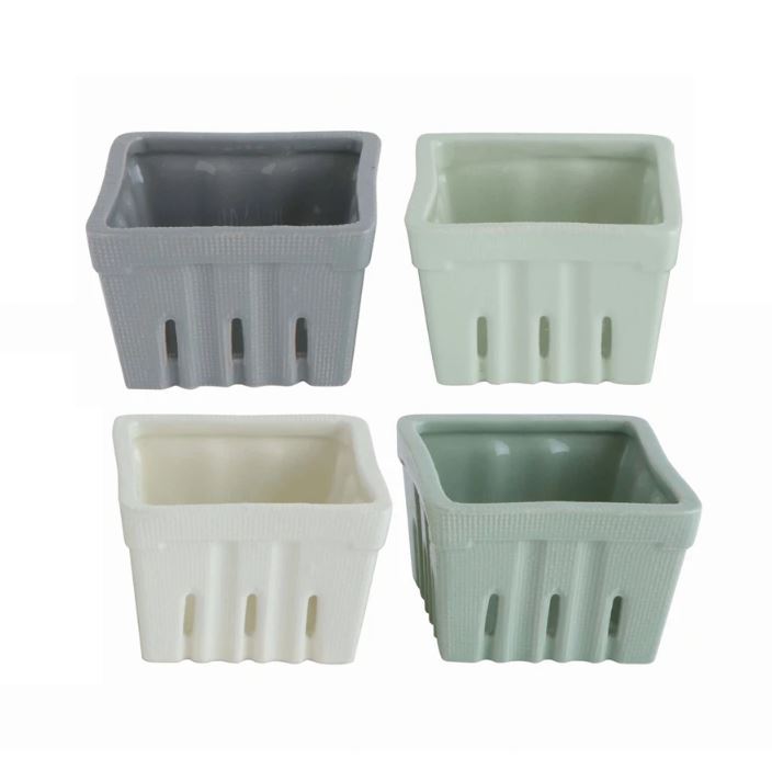 Textured Stoneware Berry Basket - 4 Colors