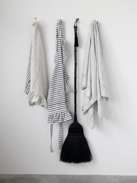 Woven Cotton Striped Apron with Ruffle