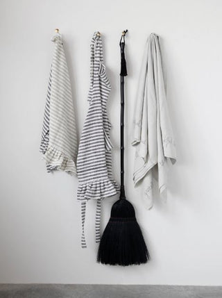 Woven Cotton Striped Apron with Ruffle