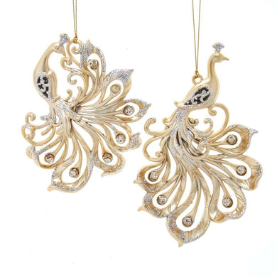 Gold Peacock With Glitter Ornament