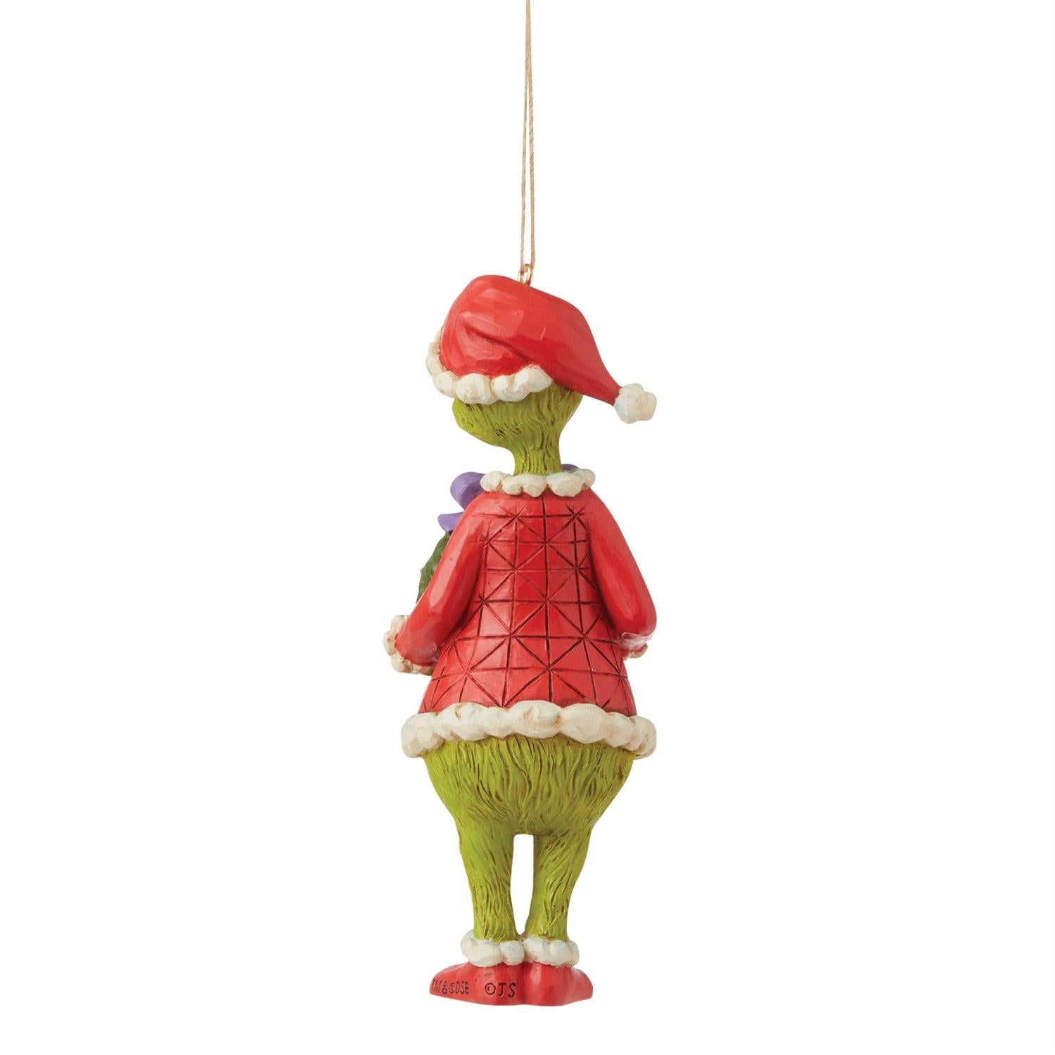 Jim Shore Grinch Holding Wreath Hanging Ornament