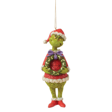 Jim Shore Grinch Holding Wreath Hanging Ornament