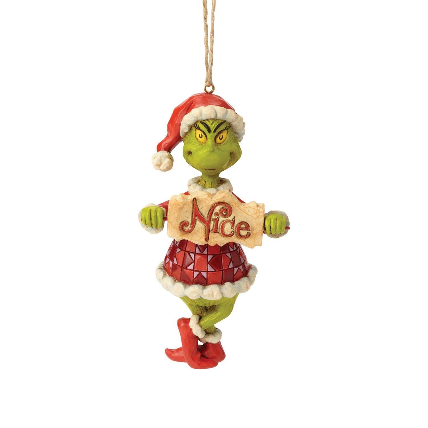 Jim Shore Naughty/Nice Grinch With Sign Hanging Ornament