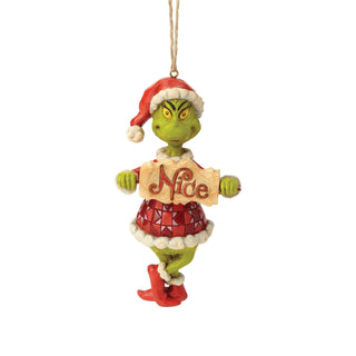 Jim Shore Naughty/Nice Grinch With Sign Hanging Ornament