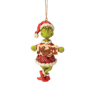 Jim Shore Naughty/Nice Grinch With Sign Hanging Ornament