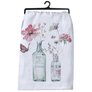 Floral With Butterflies Flour Sack Dish Towel