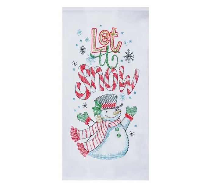 Let It Snow Embroidered Flour Sack Towel
