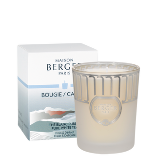Land Frosted White Scented Candle - Pure White Tea - Maison Berger