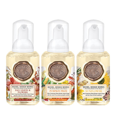 Michel Design Works Fall Leaves & Flowers Mini Foaming Hand Soap Set - Fall Leaves & Flowers, Pumpkin Prize, Sunflower