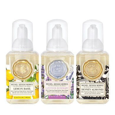 Michel Design Works Mini Foaming Hand Soap Set Lemon Basil, Lavender Rosemary & Honey Almond