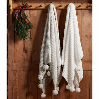 Chenille Pom Pom Throw Blanket