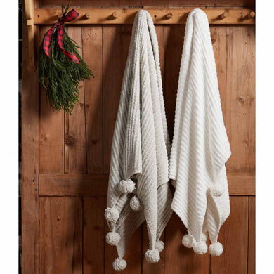 Chenille Pom Pom Throw Blanket