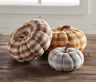 Medium Plaid Pumpkin Sitter