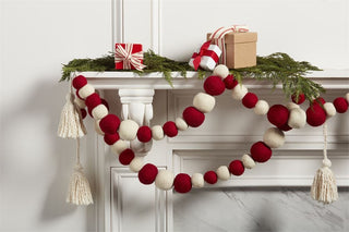 Red And White Pom Tassel Garland