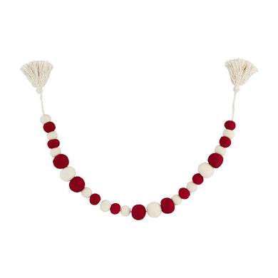 Red And White Pom Tassel Garland