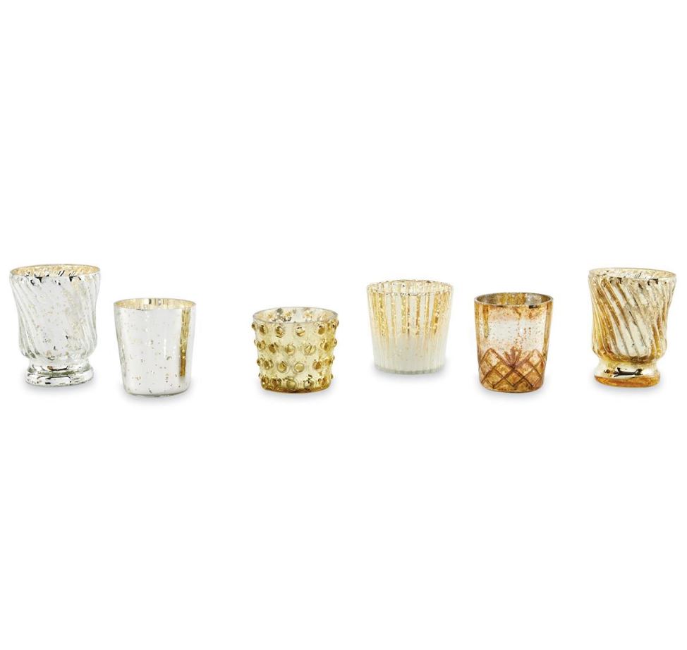 Gold Silver Mercury Votive Glass Candle Holders