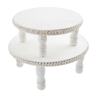 White Beaded Pedestal Set