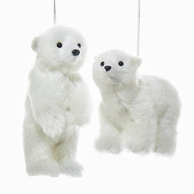 Furry Polar Bear Ornament
