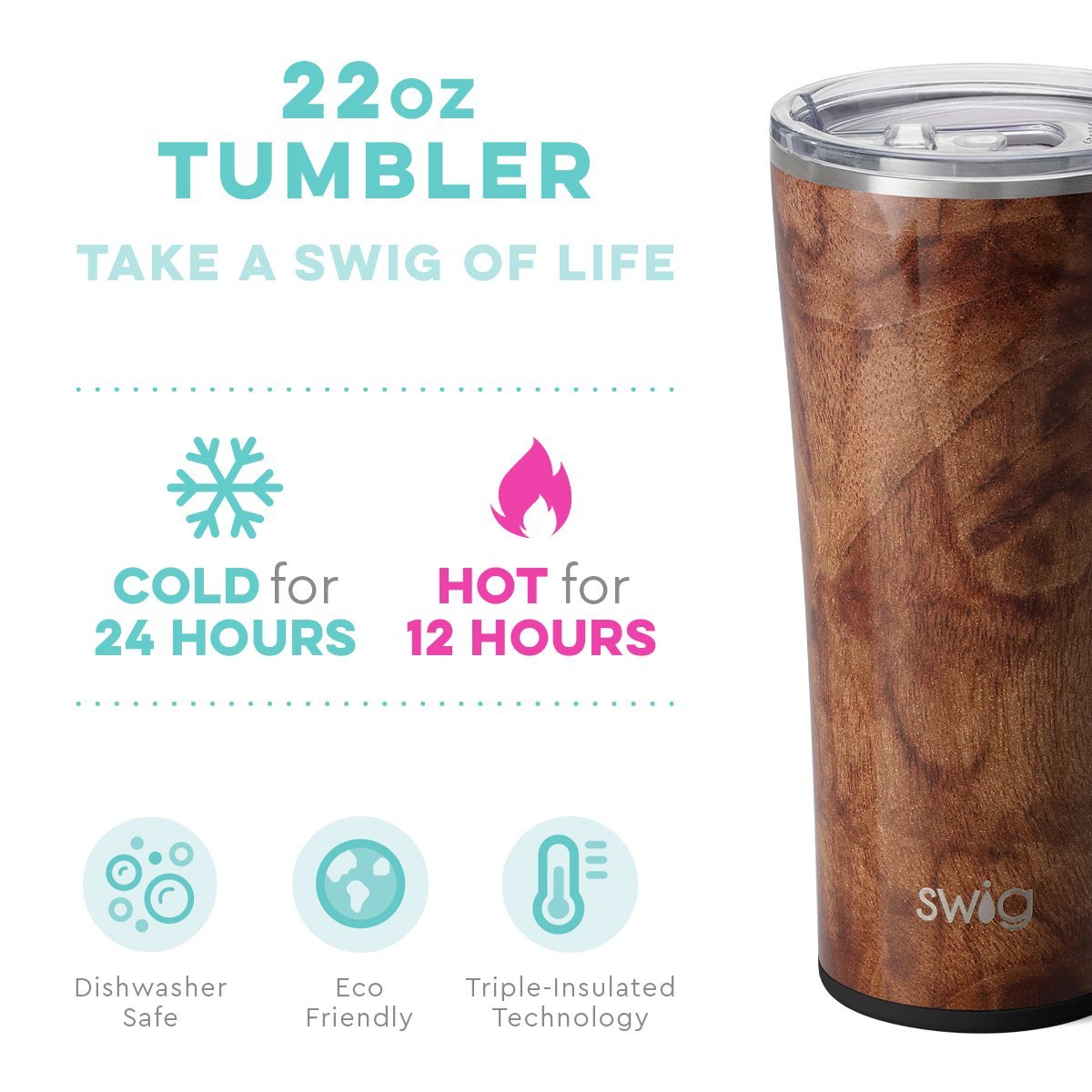 Swig 22 oz Tumbler - Black Walnut