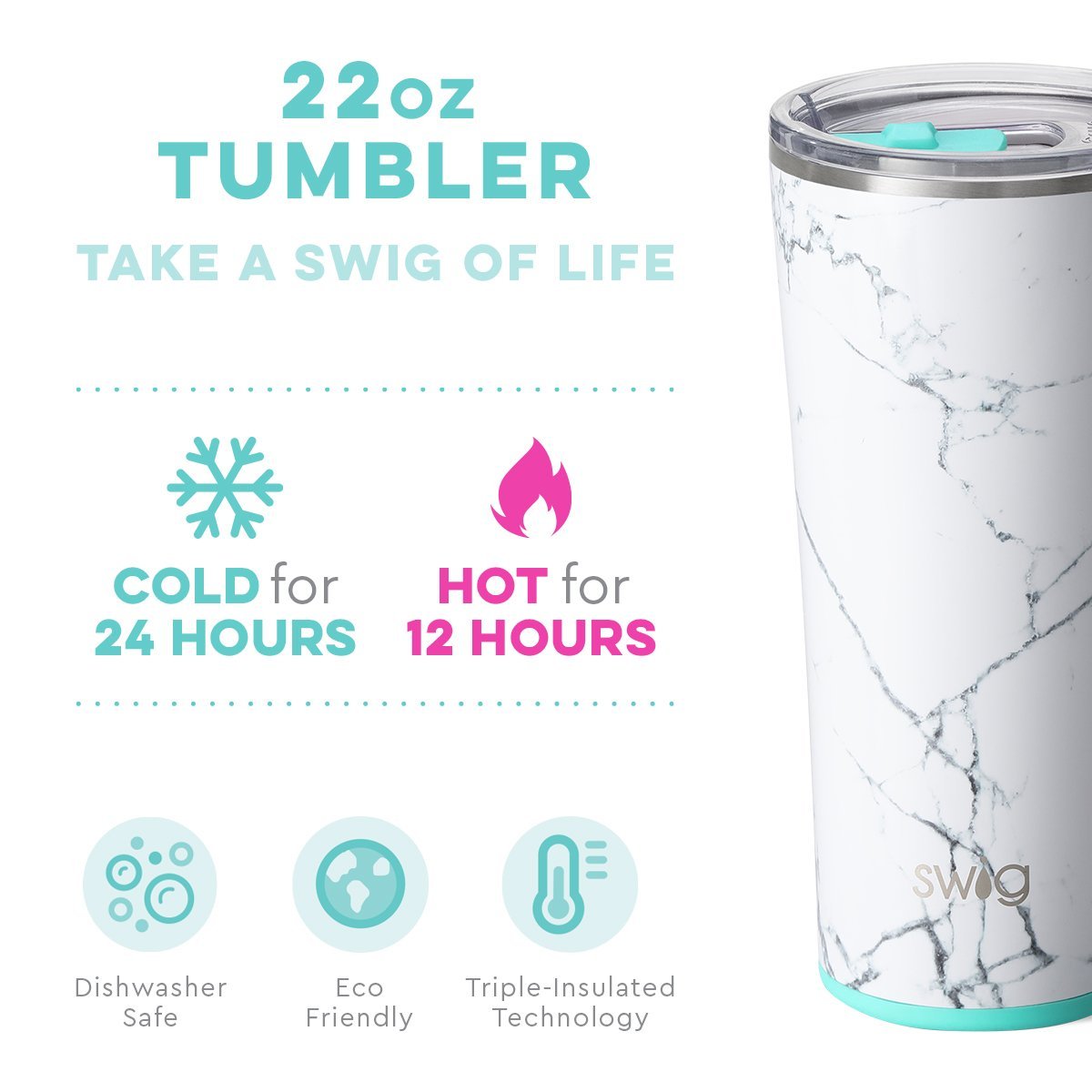 Swig 22 oz Tumbler - Marble Slab